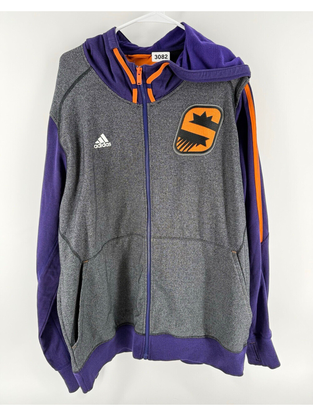 adidas Phoenix Suns NBA Full Zip Hoodie Jacket  XL Gray Purple Orange